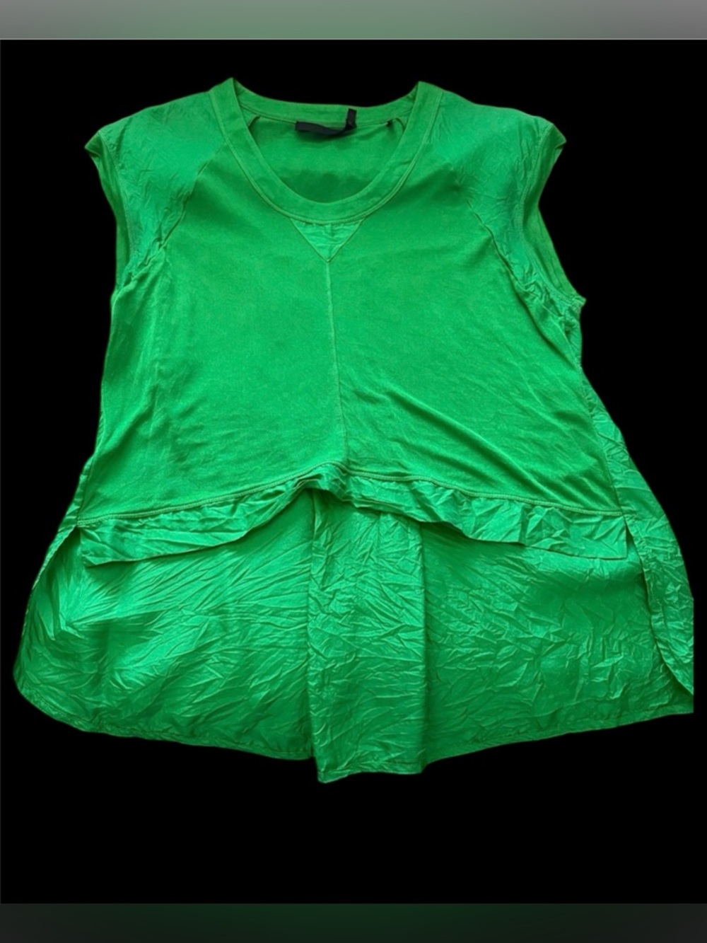 L.A.M.B. 100% Silk Blouse Bright Green High Low Sleeveless Tank Top Gwen Stefani